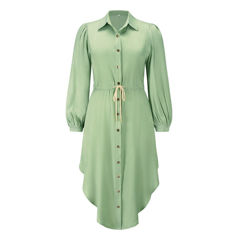 Women's Fashion Temperament Mid-length Shirt Dress - ROUTINE FASHION