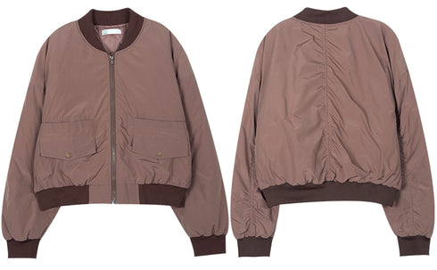 American Retro Coffee Color Short Baseball Cotton Coat Women - ROUTINE FASHION