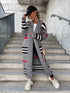 Women's Long Cardigan Striped European And American Style Women Knitted Sweater - ROUTINE FASHION
