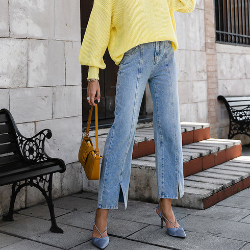 Women's Cotton Straight Leg High Rise Jeans - ROUTINE FASHION