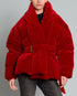 Women's Golden Velvet Winter Thick And Warm Red Short Bread Jacket - ROUTINE FASHION