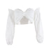Women Cropped Bow Short Top With Long Sleeves - ROUTINE FASHION