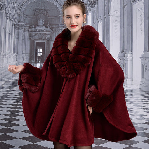 Women's Rex Rabbit Fur Shawl Cape - ROUTINE FASHION