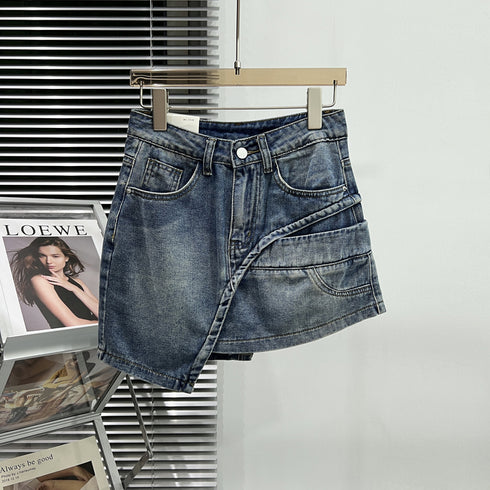 Denim Fashion Skirt High Waist A Line - ROUTINE FASHION