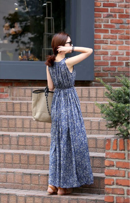 Sleeveless Floral Dress Maxi Dress - ROUTINE FASHION