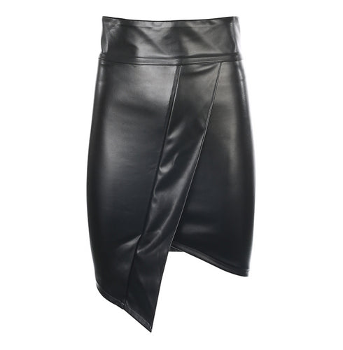 OFFICE EXECUTIVE BLACK FAUX LEATHER SKIRT - ROUTINE FASHION