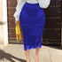 High Waist Patchwork Tassel Skirt Slim Wrap Hip Skirt - ROUTINE FASHION