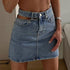 One side cutout denim skirt - ROUTINE FASHION