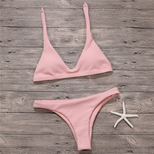 Sexy Bikinis Women Swimsuit Solid Bathing Swim Suit Bikini Set Swimwear Biquini Beachwear - ROUTINE FASHION