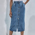 High-waisted Single-breasted Denim Skirt - ROUTINE FASHION