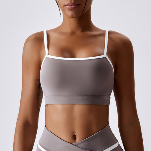 Color-blocking Nude Yoga Bra Tight-fitting Sports Top For Women - ROUTINE FASHION