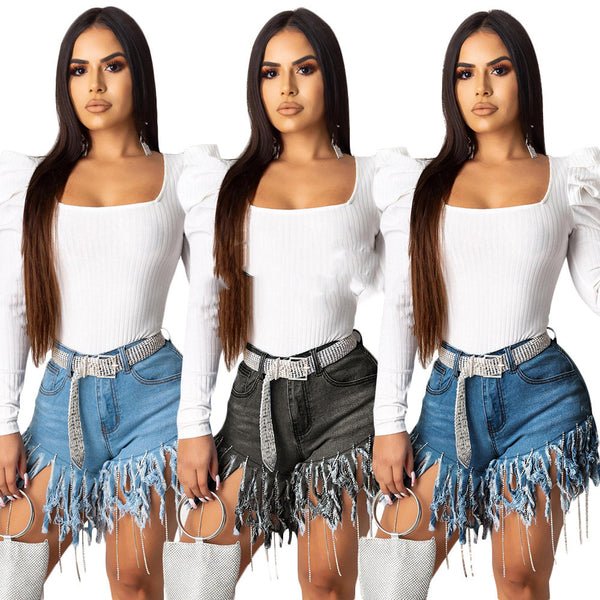 Fringed denim shorts - ROUTINE FASHION