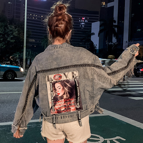 Printed beaded denim jacket - ROUTINE FASHION