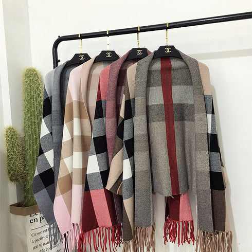 Cape style shawl fringed sweater coat women - ROUTINE FASHION