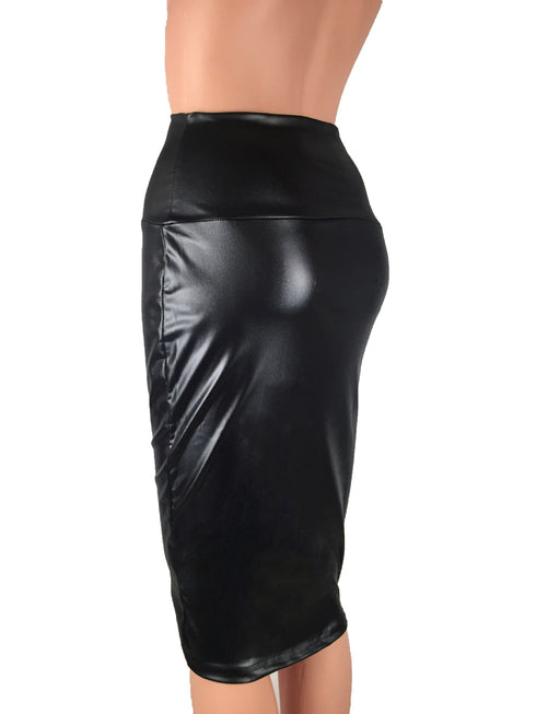 Newly Women High Waist Faux Leather Pencil Skirt Bodycon Skirt Solid Sexy OL Office Skirts - ROUTINE FASHION