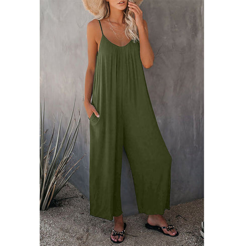 Women's Loose Sleeveless Jumpsuits Romper Jumpsuit With Pockets Long Pant Summer - ROUTINE FASHION