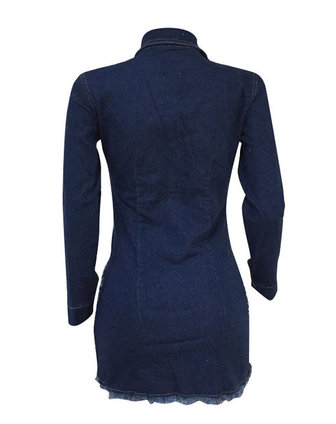 Shredded denim dress denim casual dress - ROUTINE FASHION