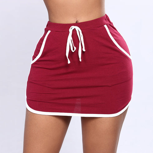 Elastic waist stripe stitching mini skirt - ROUTINE FASHION