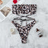 Leopard Print Bikini Bandeau Split Swimsuit - ROUTINE FASHION