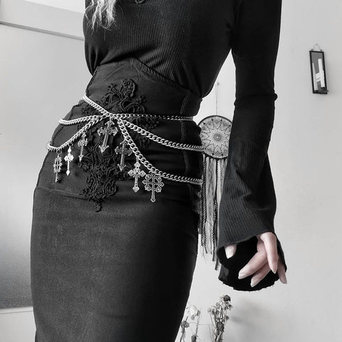 High Waist Bag Hip Denim Lace Skirt, Embroidery Dark Sexy Slim Pencil Skirt Women - ROUTINE FASHION