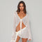 Mesh Sheer Tie Long Sleeve Wrap Top Casual Skirt - ROUTINE FASHION
