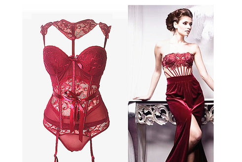 Lace fishbone corset underwear set - ROUTINE FASHION