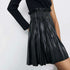 Women's Pleated Faux Skirt Leather Skirt - ROUTINE FASHION