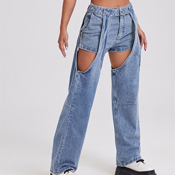Street Jeans Women's Straight Ripped Trousers - ROUTINE FASHION