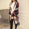 Plaid Mid-length Cardigan Women's Knitted Tassel Shawl Coat Women - ROUTINE FASHION