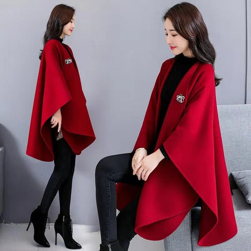 Fashion Longfengni Women's Woolen Cape Coat - ROUTINE FASHION