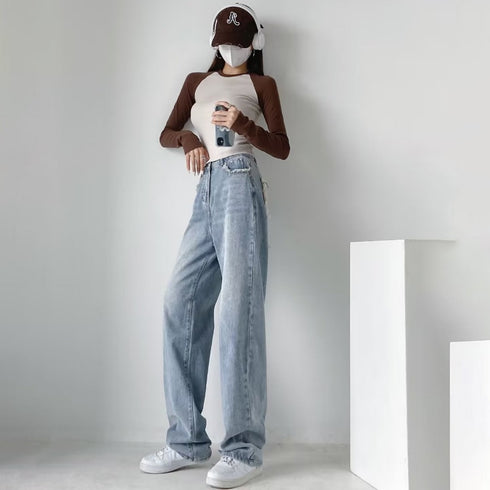 Women's High-waisted Straight Jeans - ROUTINE FASHION