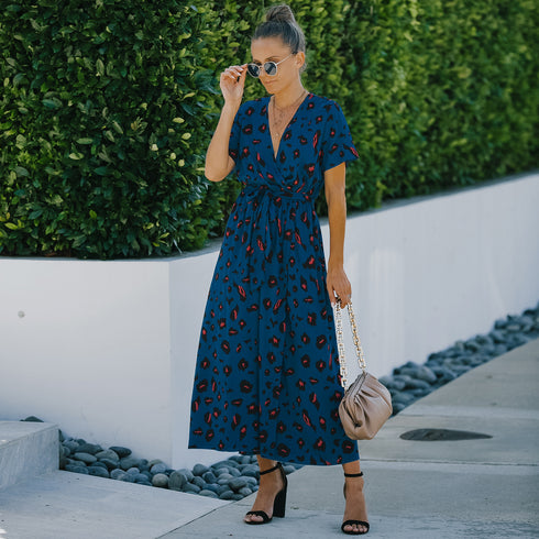 Women's V-Neck Floral Maxi Dress - ROUTINE FASHION
