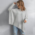 Mid-length Solid Jumper Women's Loose Diagonal Hem Sweater - ROUTINE FASHION