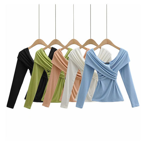 Explosive sexy cross strapless slim T-shirt women - ROUTINE FASHION