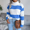 High Neck Long Sleeve Striped Mohair Knitted Jumper - ROUTINE FASHION