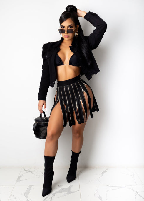 Zipper Design Short Skirt A-Line Pleated Skirt Women - ROUTINE FASHION