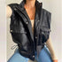 Sleeveless PU Leather Jacket Loose Waistcoat Women's - ROUTINE FASHION