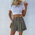 Fashion Summer Casual Green Shorts For Women With Belt - ROUTINE FASHION