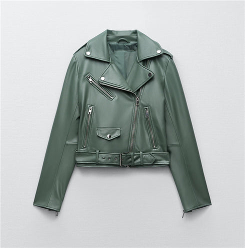 New Women's  Leather Motorcycle Jacket - ROUTINE FASHION