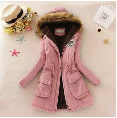 Thick Winter Jacket Women Large Size Long Section Hooded parka outerwear new fashion fur collar Slim padded cotton warm coat - ROUTINE FASHION