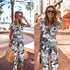 Printed V-neck short sleeve jumpsuit for women - ROUTINE FASHION
