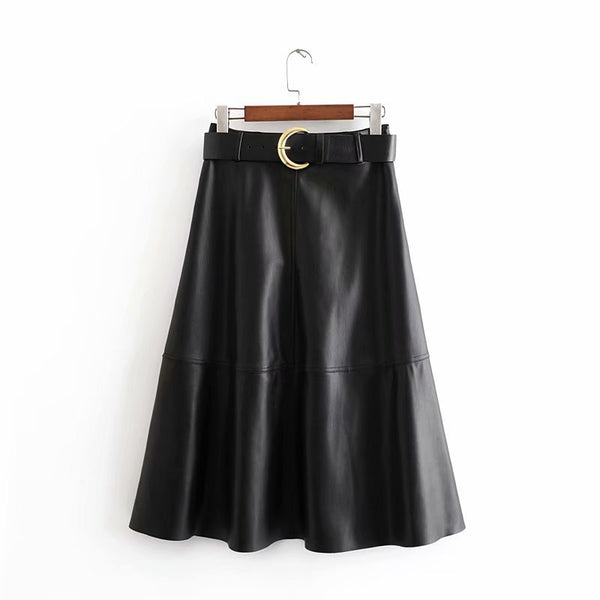 Belted faux leather skirt - ROUTINE FASHION
