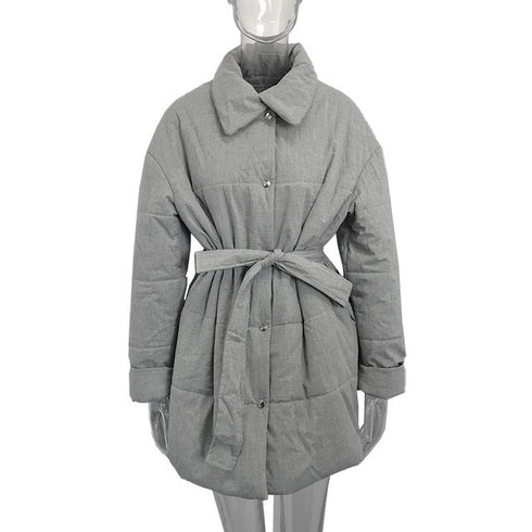 Women's Parka Coat With Front Buttons - ROUTINE FASHION