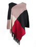 Shawl cape fringed colorblock women's coat - ROUTINE FASHION