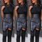 European And American Irregular Slit Black Leather Skirt - ROUTINE FASHION