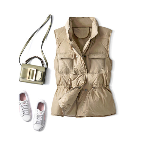 Down Waistcoat Women's Short Waist Collar Jacket - ROUTINE FASHION