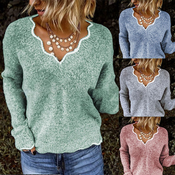 V-neck knitted jumper - ROUTINE FASHION