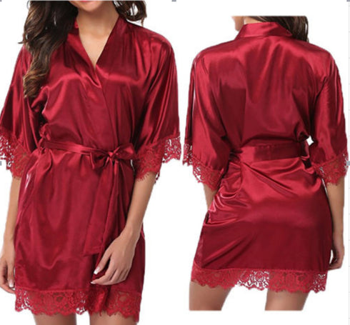 Sexy nightdress with ice silk bathrobe - ROUTINE FASHION