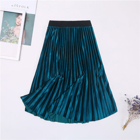 Gold velvet pleated skirt - ROUTINE FASHION