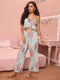V-neck Sling Print Comfortable Pajama Set - ROUTINE FASHION